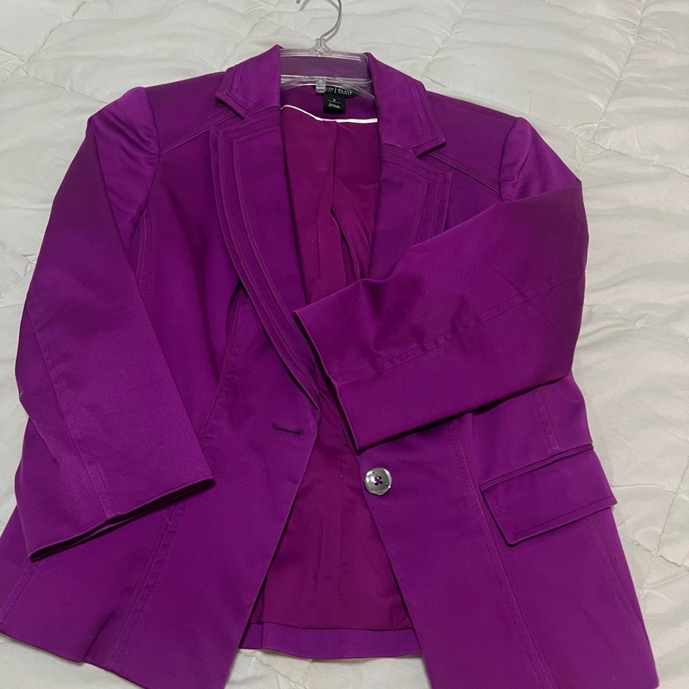 White House Black Market Purple Blazer Tailored Suit Jacket
